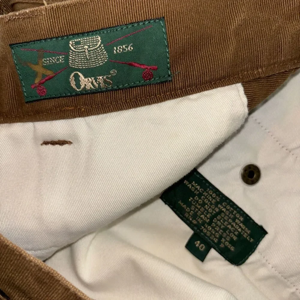 VTG Orvis‎ Mens 40 X 30 Dark Brown Canvas Straight Leg Outdoor Hunting Gorp Work